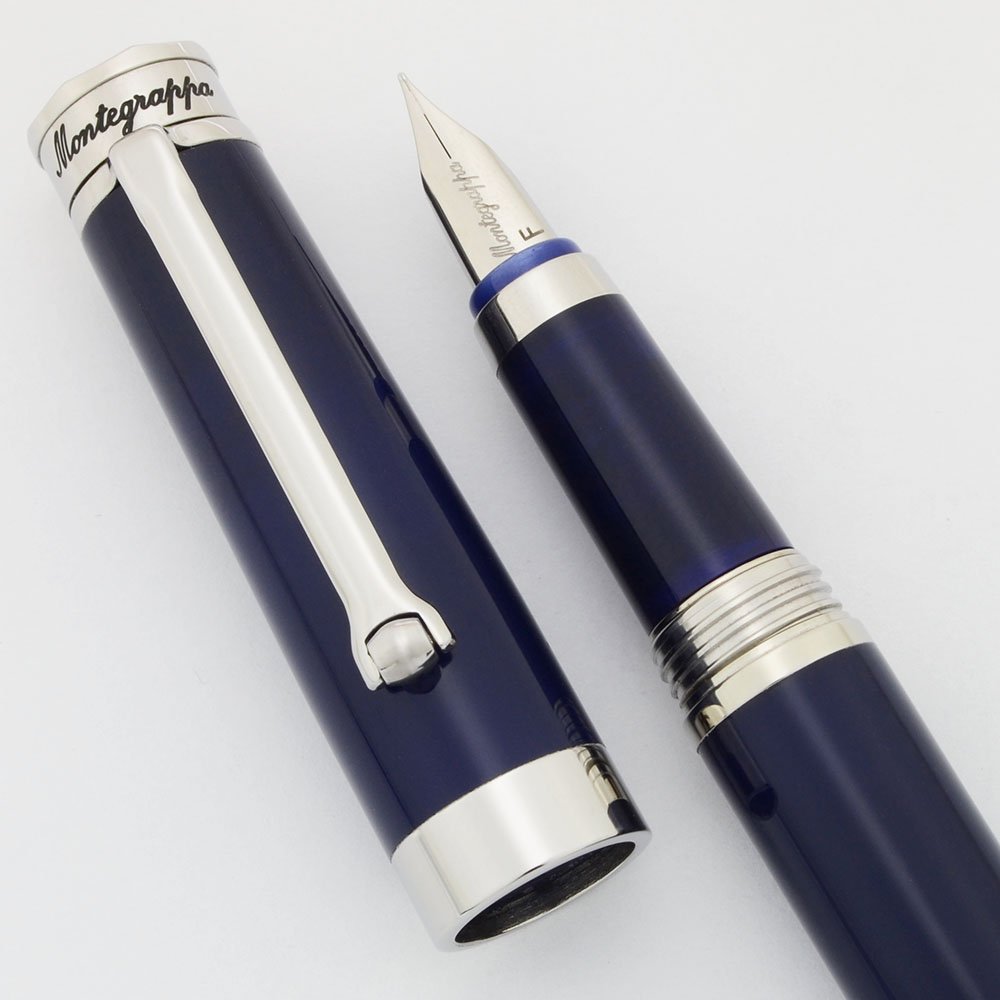 Montegrappa Parola Fountain Pen - Navy Blue w SS Trim, Fine Steel